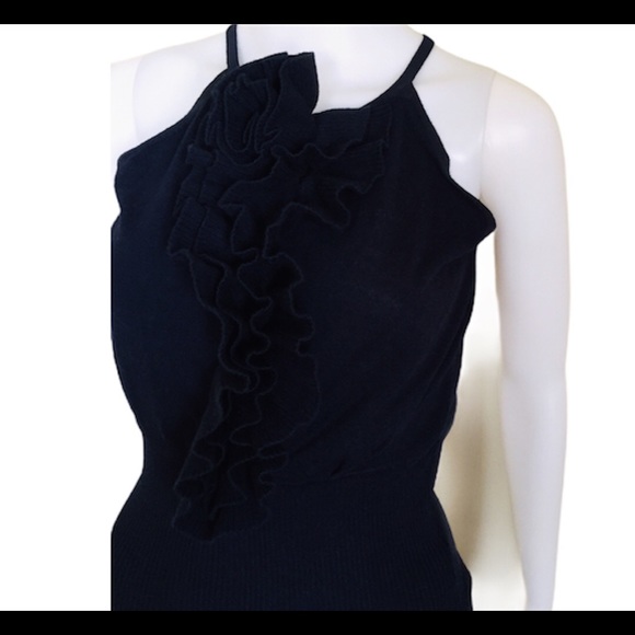 ADRIENNE VITTADINI Knit Ruffle Sleeveless Tank/Top Navy Blue Size Medium - Picture 4 of 9